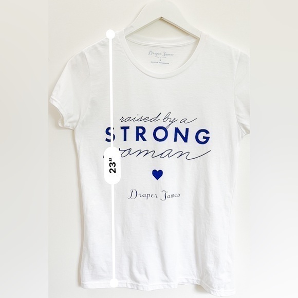 Draper James T Shirt Raised By A Strong Woman Tee White with Blue Size Small‎ - Picture 5 of 7